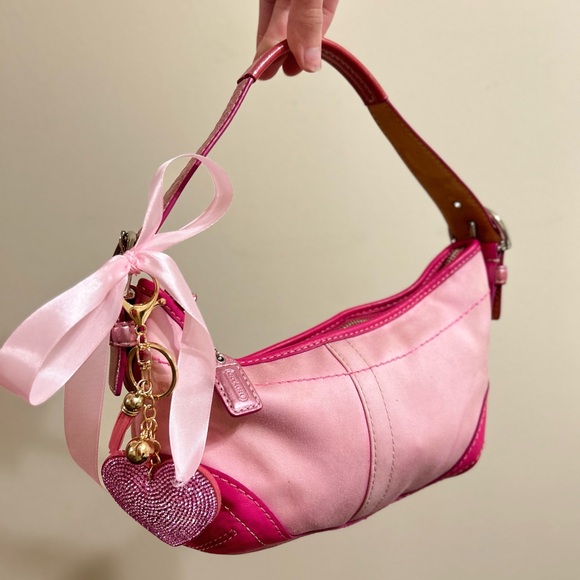 Coach Vintage Y2K Hot Pink Leather Hobo Shoulder Bag - Picture 2 of 9